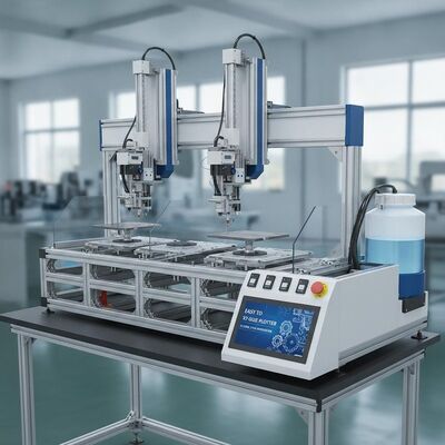 Máquina encoladora con trazador de pegamento XY con selección de estación de trabajo flexible para hasta cuatro operadores y tiempo de trabajo de 24 horas