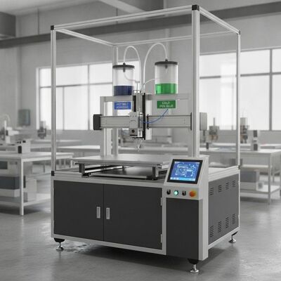 Plotador automático de pegamento XY con altura de pila de 840 mm y pegamento caliente fundido y frío en una operación con ajuste automático de altura