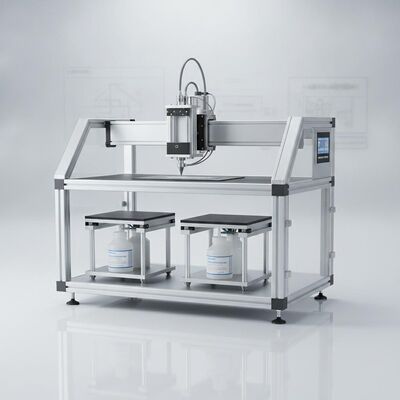 Plotter de pegamento XY con mesas elevadoras con ajuste automático de altura y tiempo de trabajo de 24 horas que proporciona un volumen de pegamento ajustable