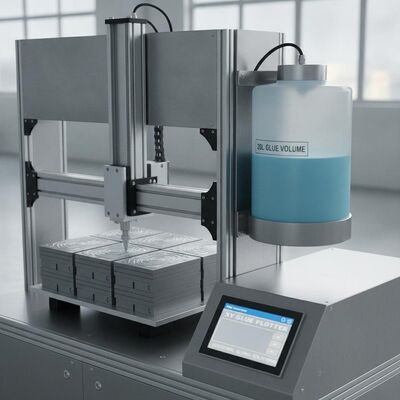 Trazador de pegamento XY Gluer CNC con 20L de pegamento Volumen 840mm Alturas de pila y pegamento frío de fusión en caliente en una operación