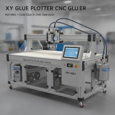 XY Glue Plotter CNC Gluer con pegamento caliente fundido y frío en una operación, volumen ajustable de pegamento 5L-20L y tamaño de trabajo de 1700x2500mm